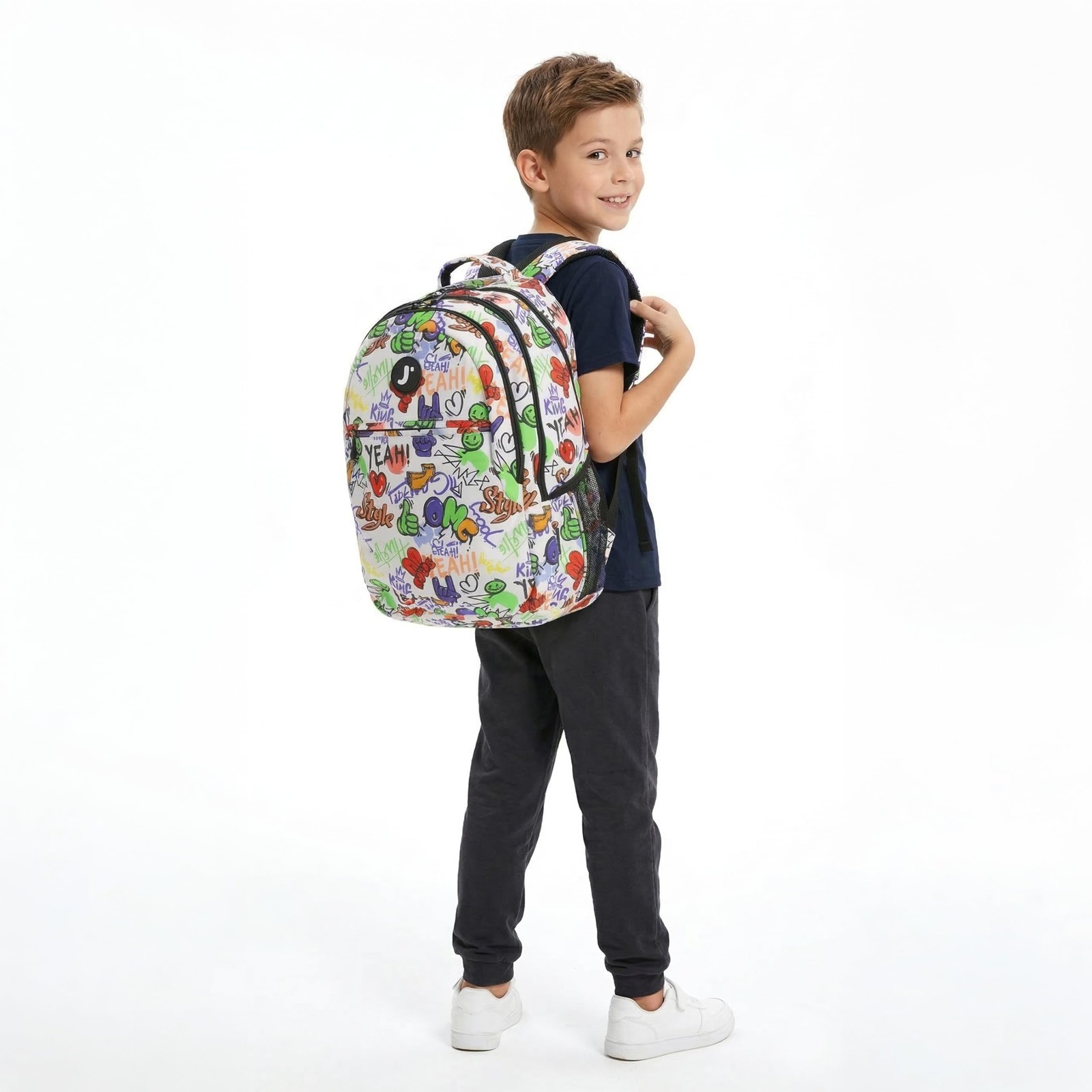 School Backpack for Kids. Cute Laptop Bookbag, Street Art, One Size