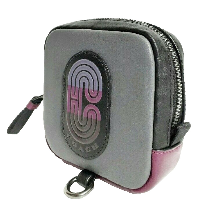 Coach Leather Hybrid Pouch in Colorblock Coach Patch Bag Grey Purple Multi New