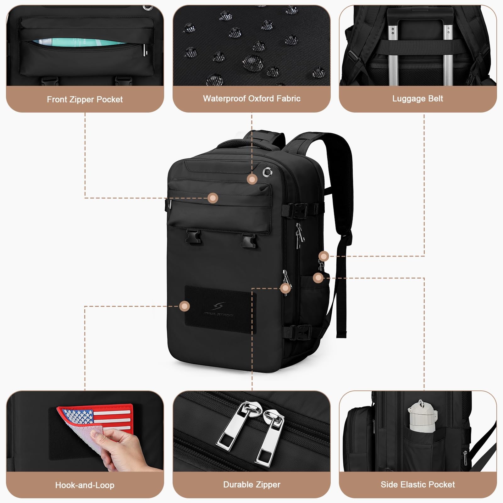 2-in-1 Travel Backpack, 26L, Fits 17.3 Inch Laptop, Crossbody Bag, Carry On