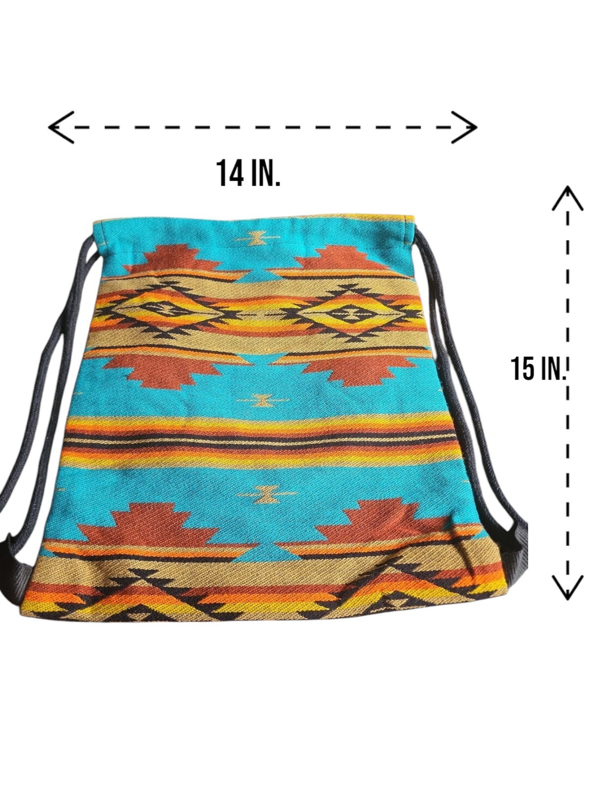 Drawstring Sack Pack Southwest Style Cotton Travel Backpack Foldable USA SELLER