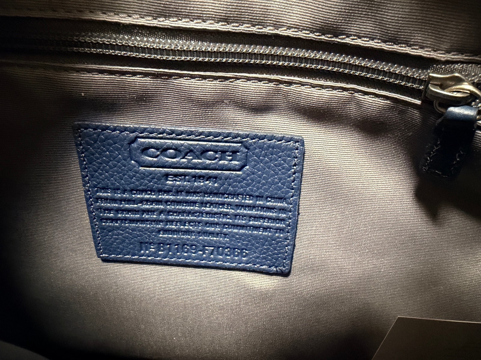 COACH Briefcase Business Bag Navy Blue Leather F70366 Transatlantic Commuter