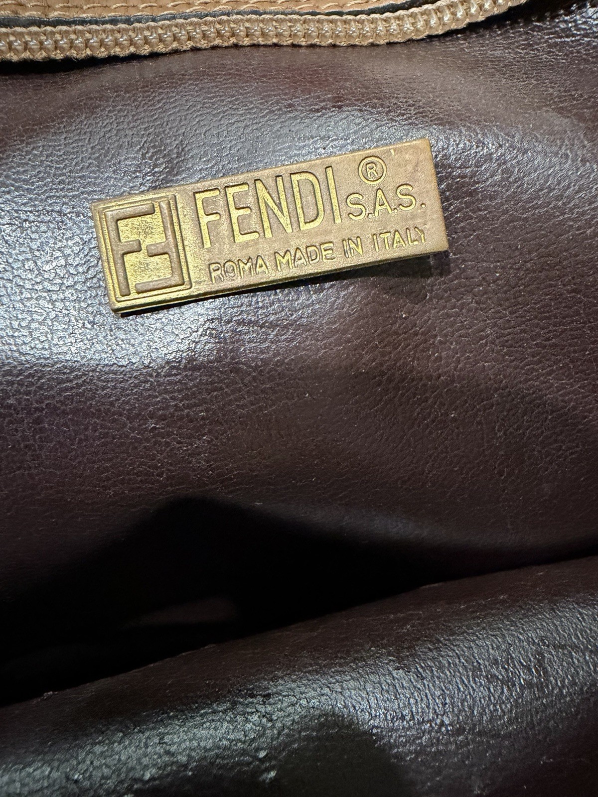FENDI Logo Zucca Pattern Shoulder Bag Coating Canvas Leather Brown