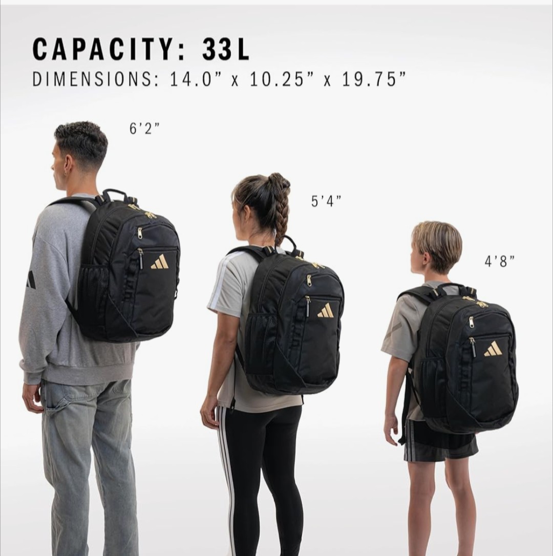 NWT Adidas Excel 6 Backpack School Laptop Jersey Grey/Onix Grey/Rose Gold OSFA