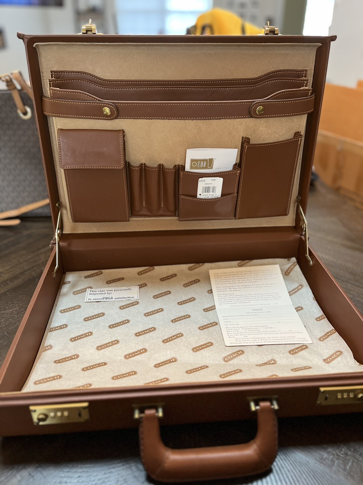 Rare Vintage Coach Brown Leather Hard Sided 4″ Briefcase