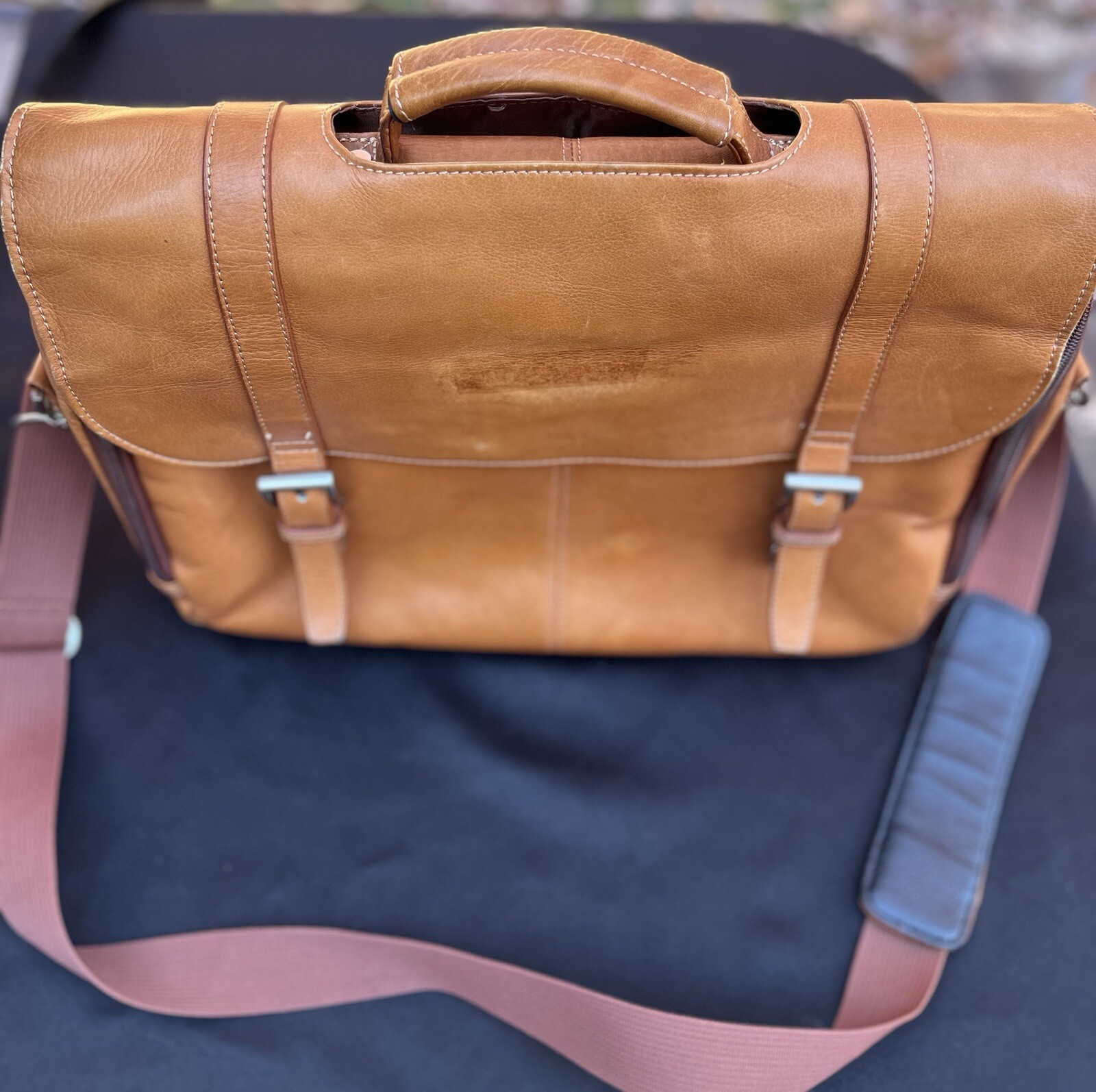 Laptop Bag WILSON’S LEATHER Brown Supple Buttery Briefcase Adj. Strap 16″x 15.5″