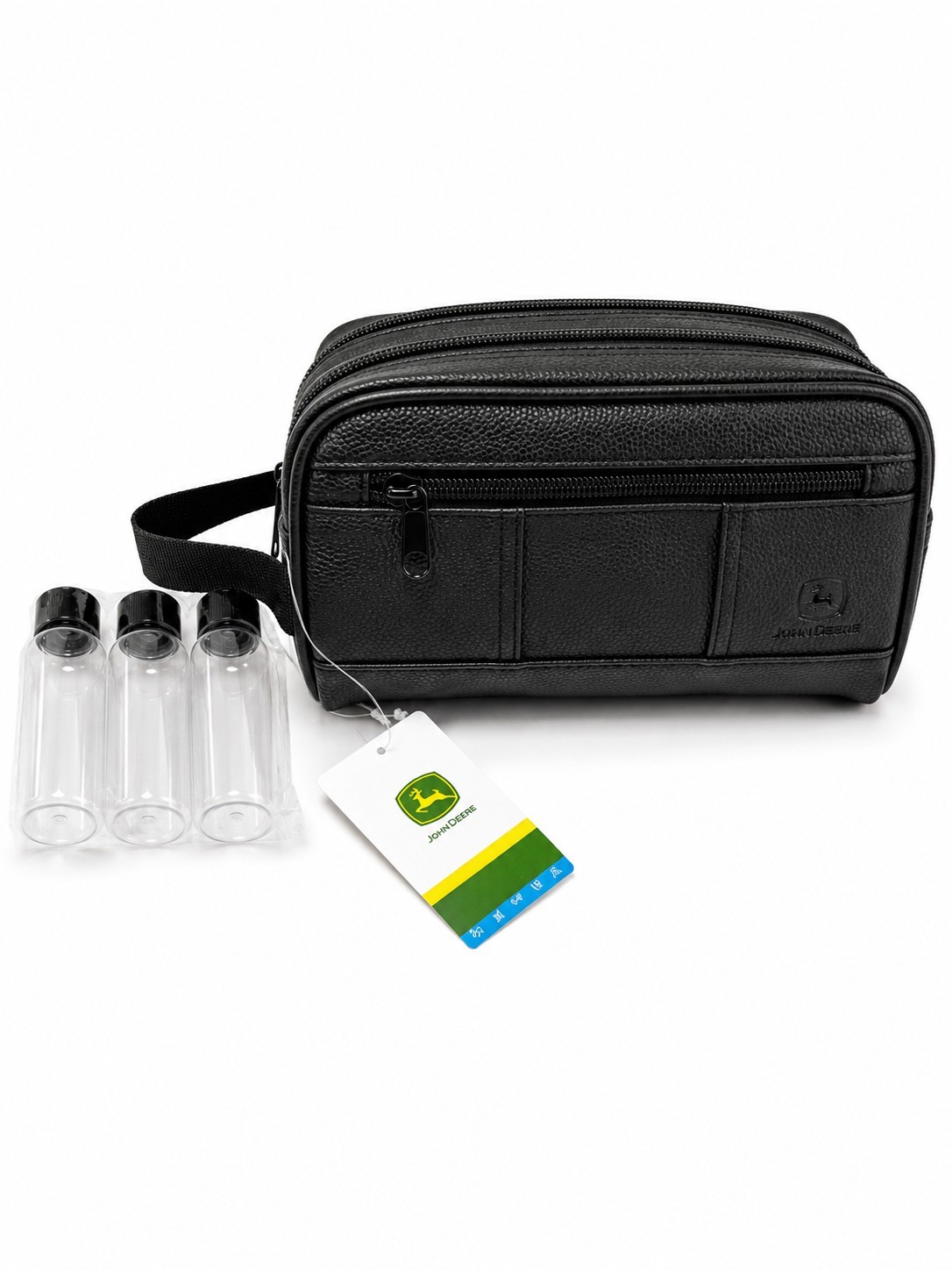 John Deere Travel Toiletry Bag Dopp Kit Black Organizer With Bottles New