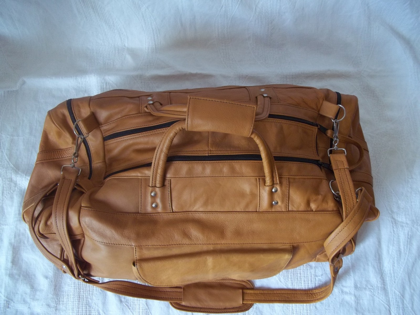 Large Duffle Bag Weekend Camel Bovine Handmade Leather Travel Bag