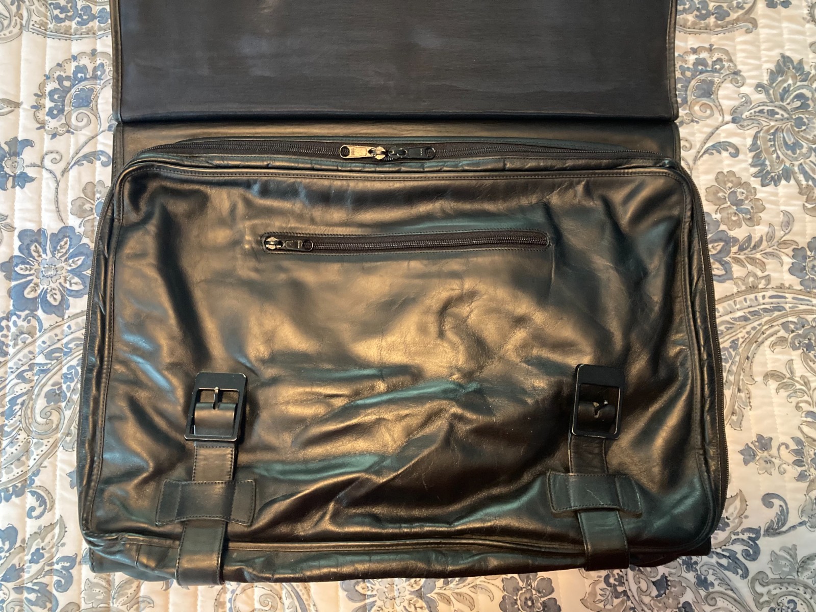 VINTAGE, PORSCHE DESIGN, HARD SIDED LEATHER BRIEFCASE WITH SADDLE BAG. C~VIDEO!!