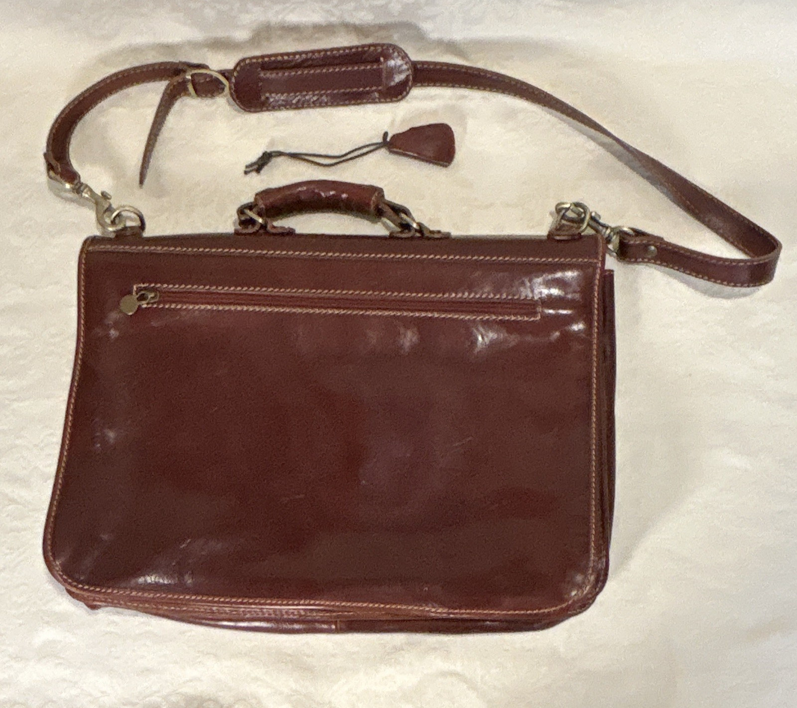 Cenzo Italian Leather Briefcase Messenger Bag Floto Laptop Case Satchel Brown WR