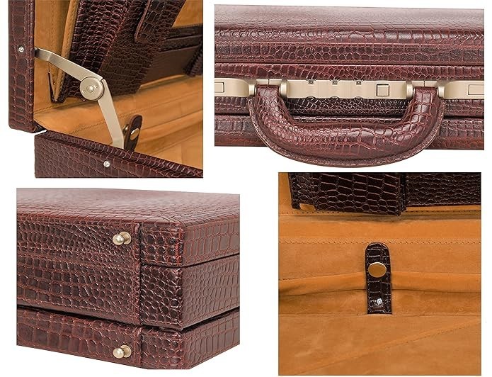 Real Leather Cowhide CROCO Briefcase 12x18x5 inches with Number Lock BC01