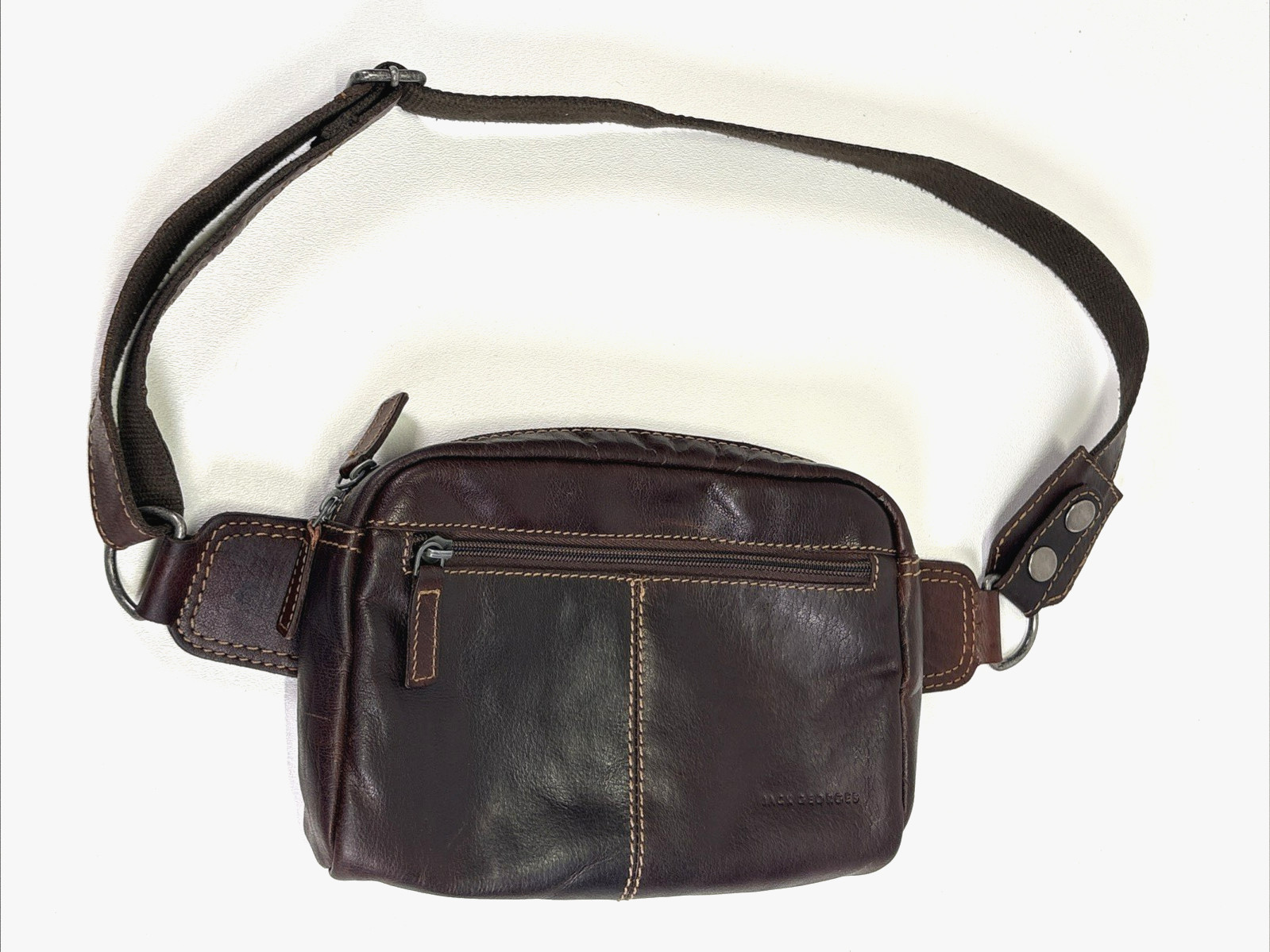 Jack Georges Voyager Brown Buffalo Fine Leather Belt Bag #7109 UNISEX