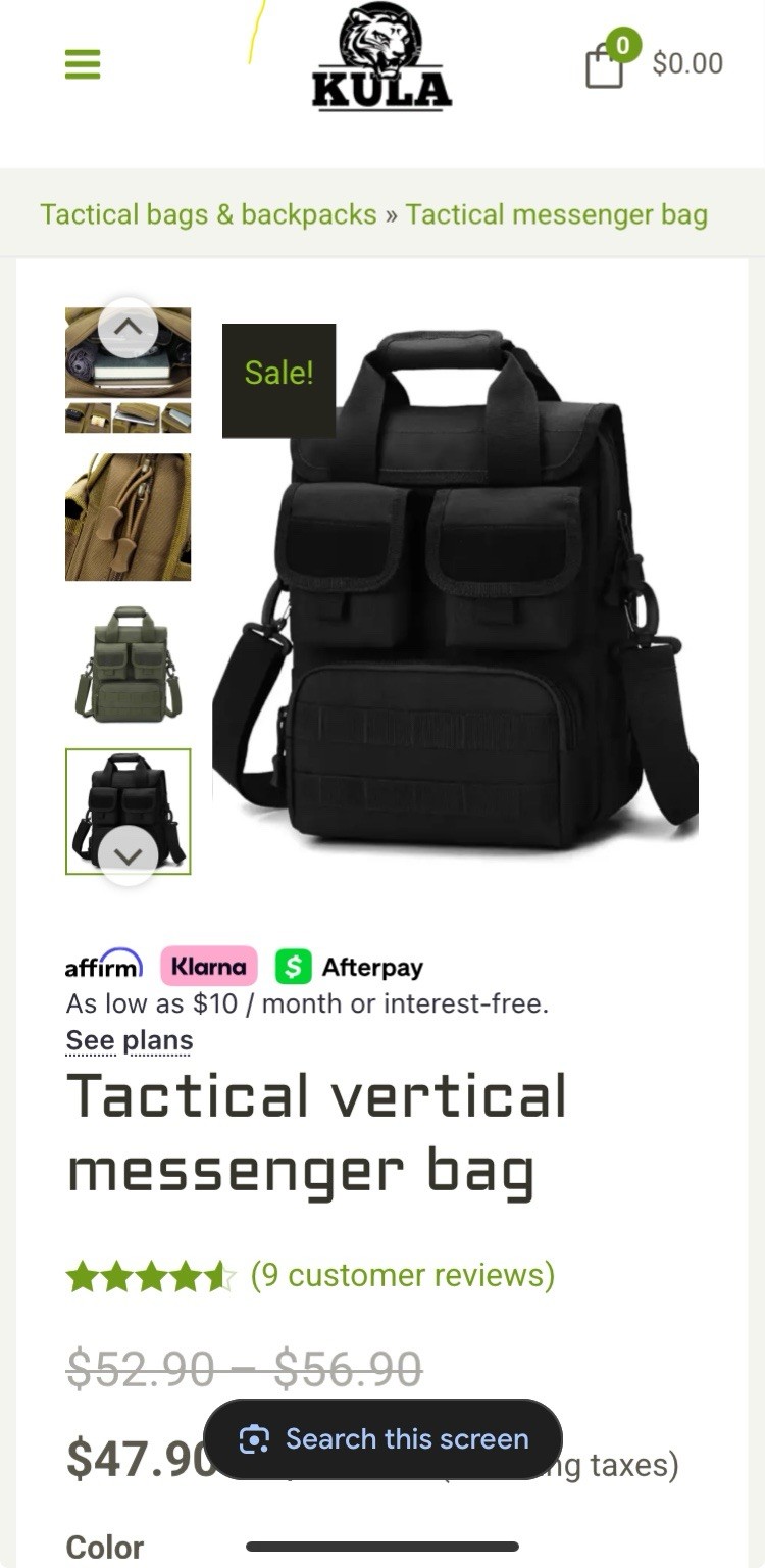 Tactical Vertical Backpack Black Canvas Military Style Dual Handle Shoulder Pack