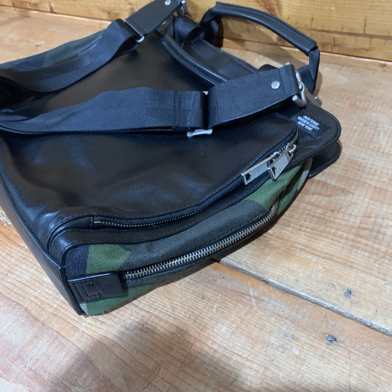 Jack Spade Camo & Leather Split Brief Briefcase