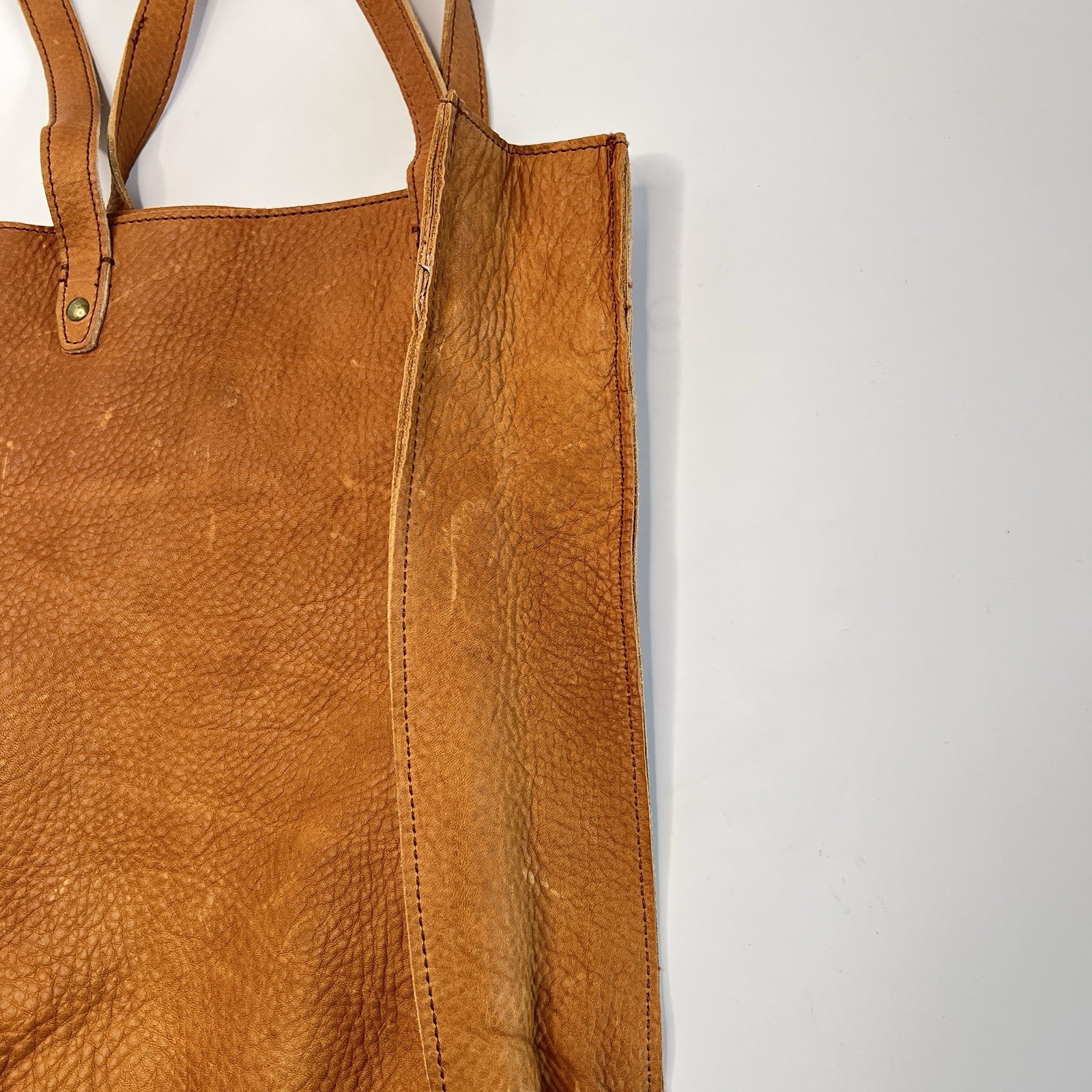 Duluth Lifetime Leather Everyday Tote Bag Brown Full Grain Cowhide Heavy Duty