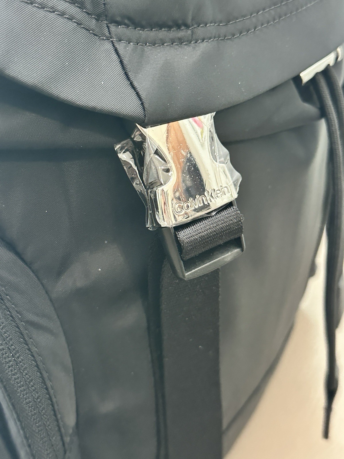 Calvin Klein Black Nylon Flap Backpack Laptop Sleeve Travel School Bag NWT
