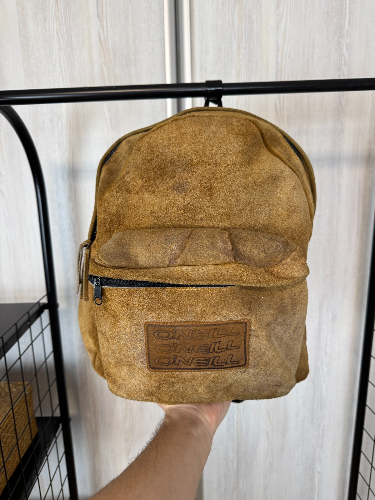 O’Neill vintage suede leather faded backpack beige brown
