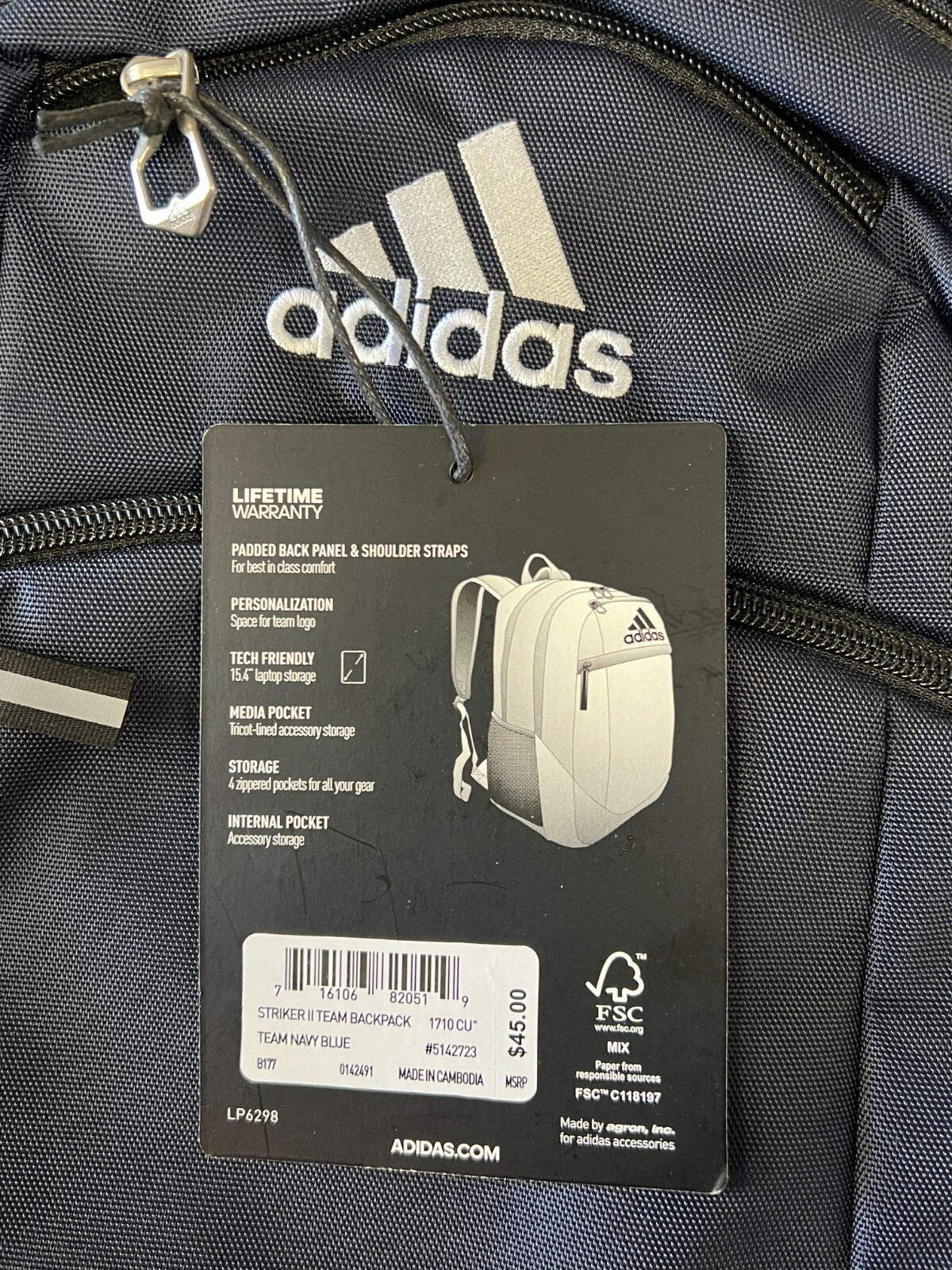 adidas Striker II Team Backpack Navy Blue