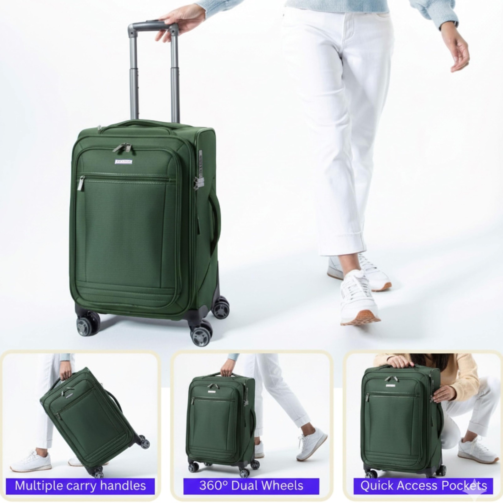 Ricardo Beverly Hills Avalon Softside Luggage Juniper Green 24 Inch U1