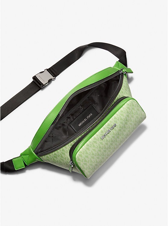 Michael Kors Cooper MK Signature Leather PVC Utility Belt Bag Fanny pack Green