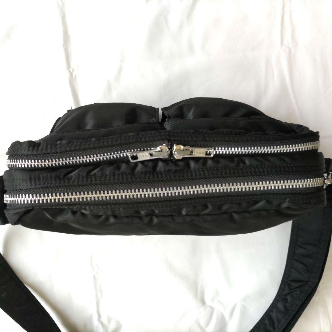 PORTER Tanker Black 2 Layer Shoulder Bag S Nylon Double Zip Japan 27cm 17cm 8cm