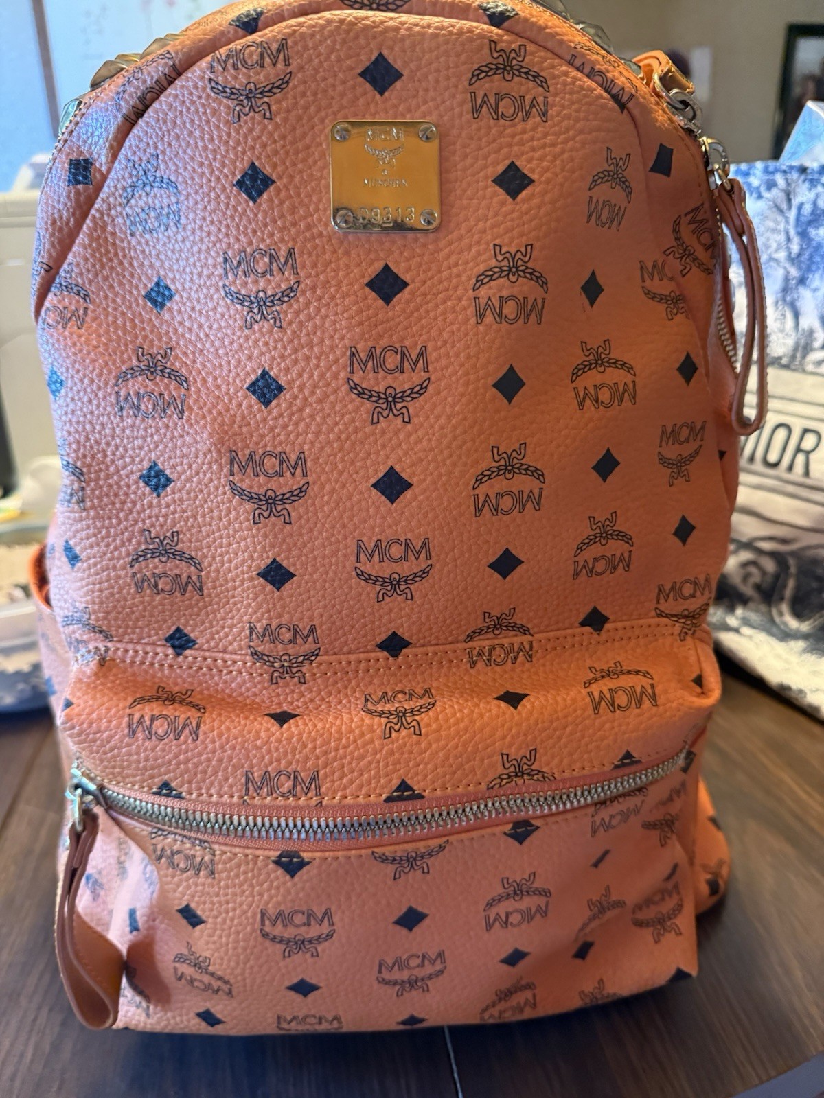 MCM Stark Visetos Backpack Cognac Brown Large Mens