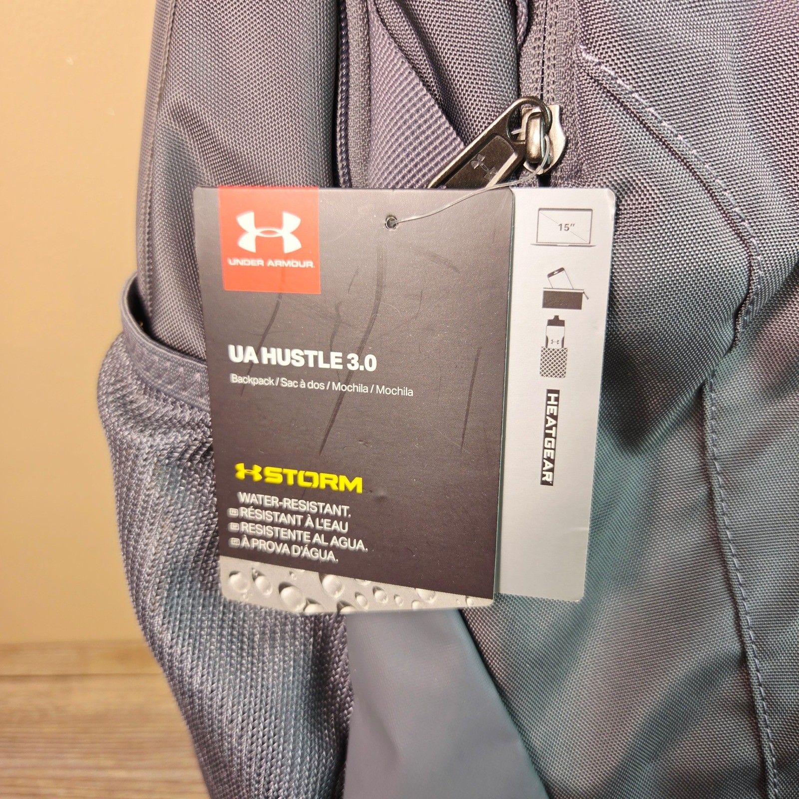 Under Armour Hustle 3.0 Backpack Gray Laptop Bag School Sports Gym NWT 30L New