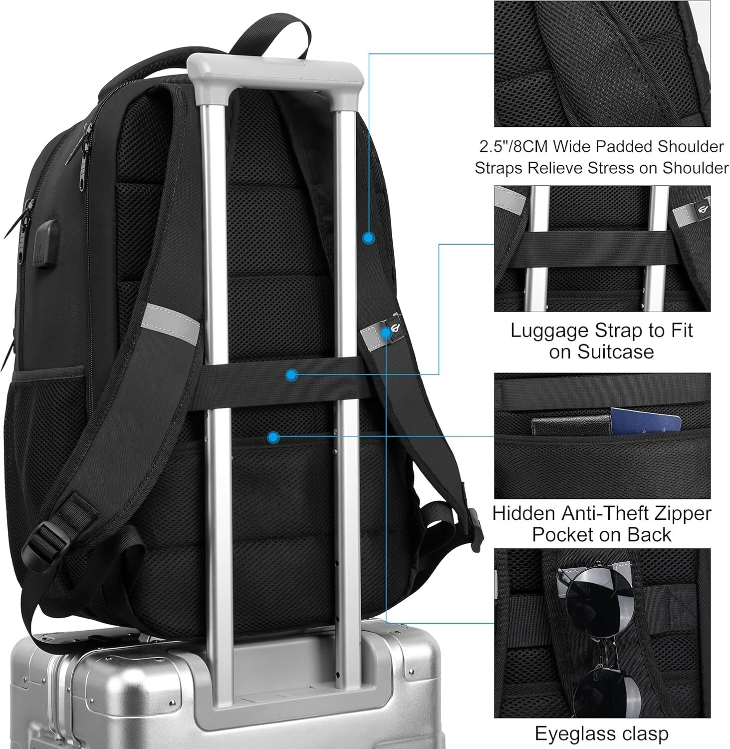 17.3-Inch Large Capacity Travel Backpack with Anti-Theft Design & USB Port