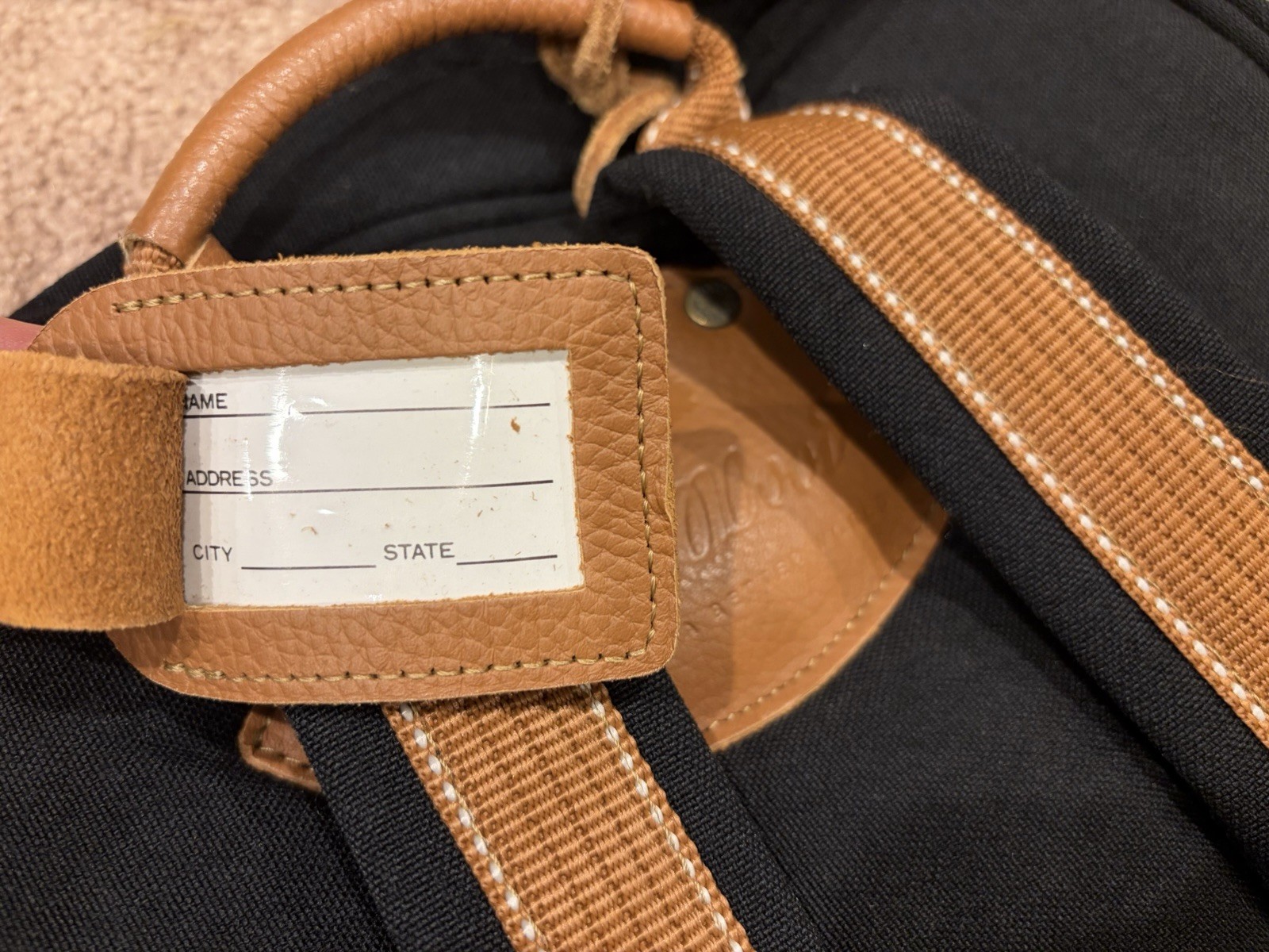 Black & Brown Backpack, Leather & Canvas, by John’s Wood In Germany, Men Women