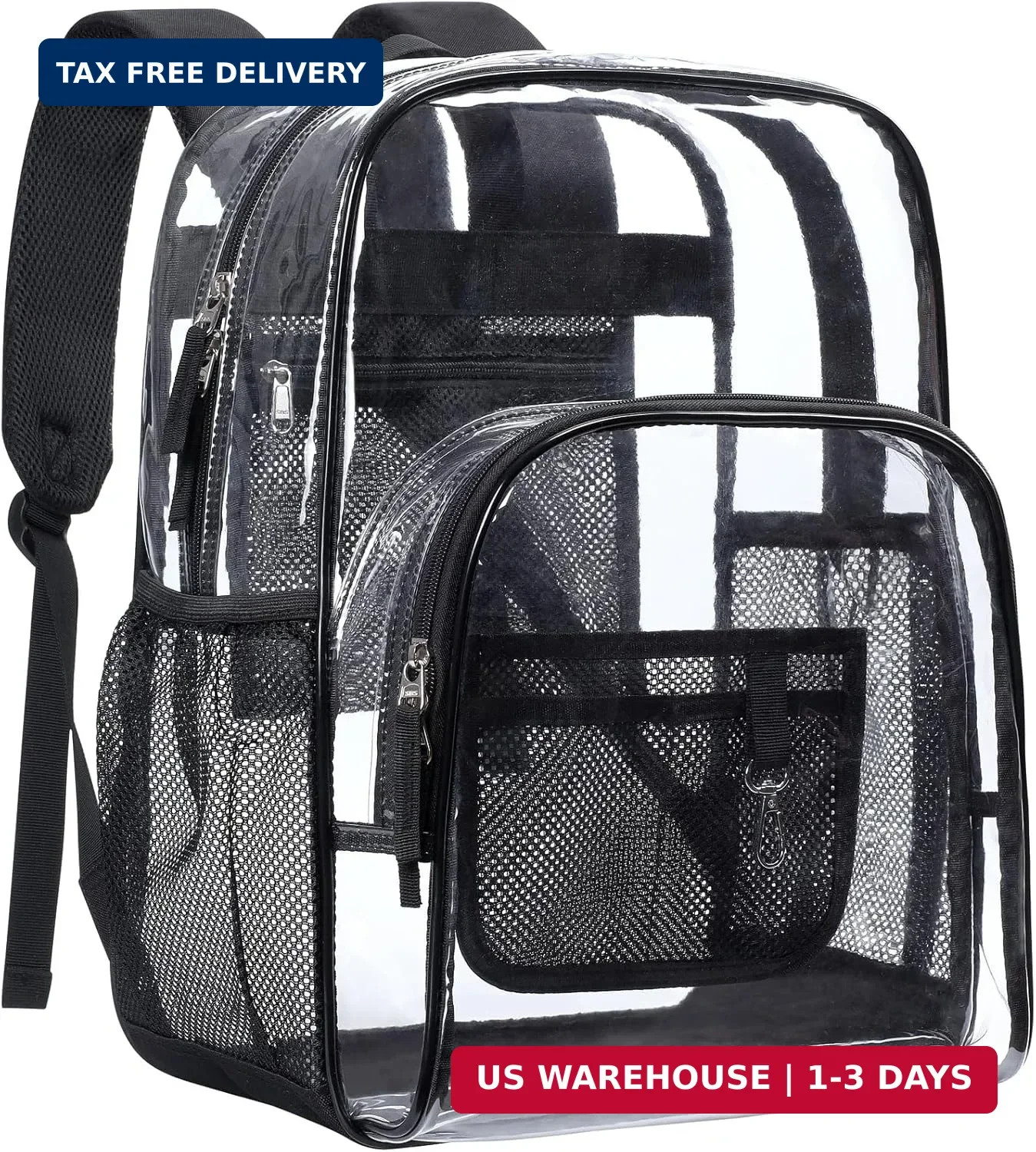 PACKISM Clear Backpack – 17 inch Heavy Duty Clear Backpacks for School, Large Tr