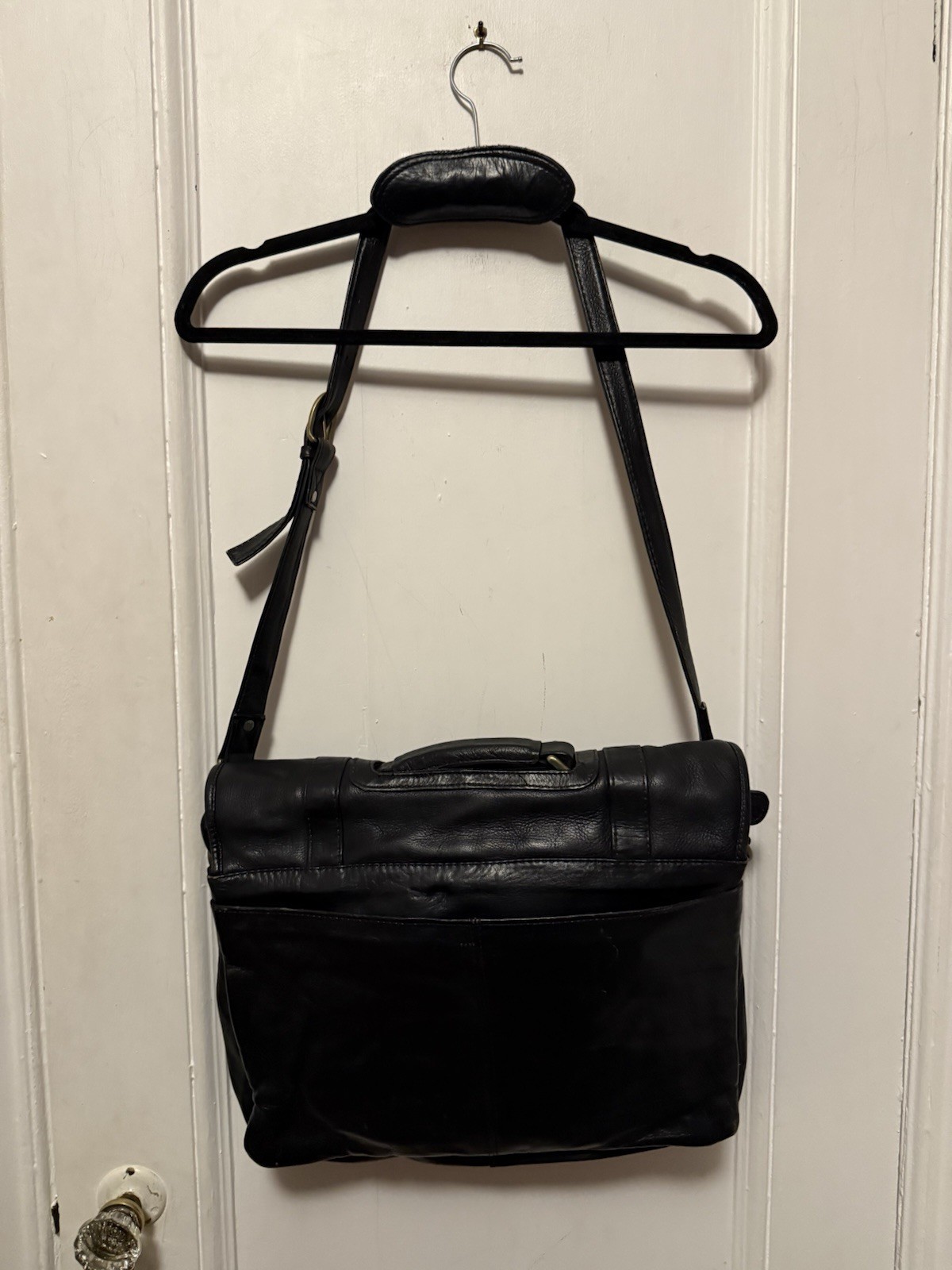 Unisex FRYE Black Leather Satchel Logan Case Organizer Zip Compartments