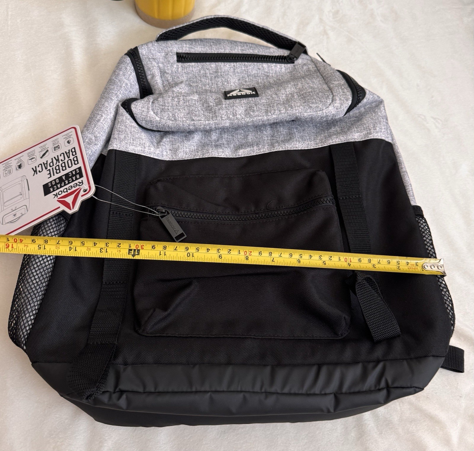 Reebok Unisex Adult Bobbie Top Loader 18.5″ Laptop Backpack, Light Heather Grey