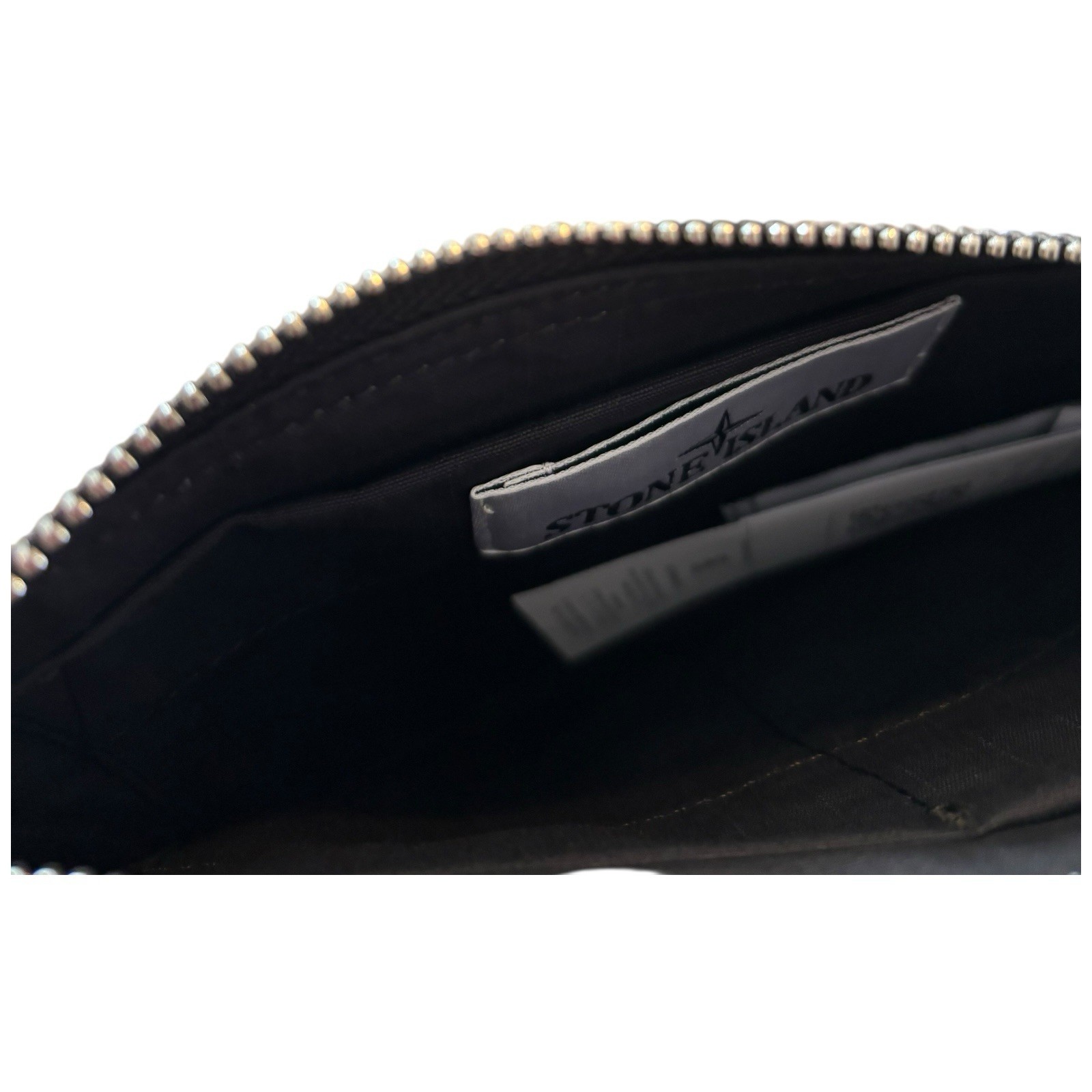 Stone Island Grey Pouch Quilted Zip Man Bag Clutch Wallet 059 Genuine