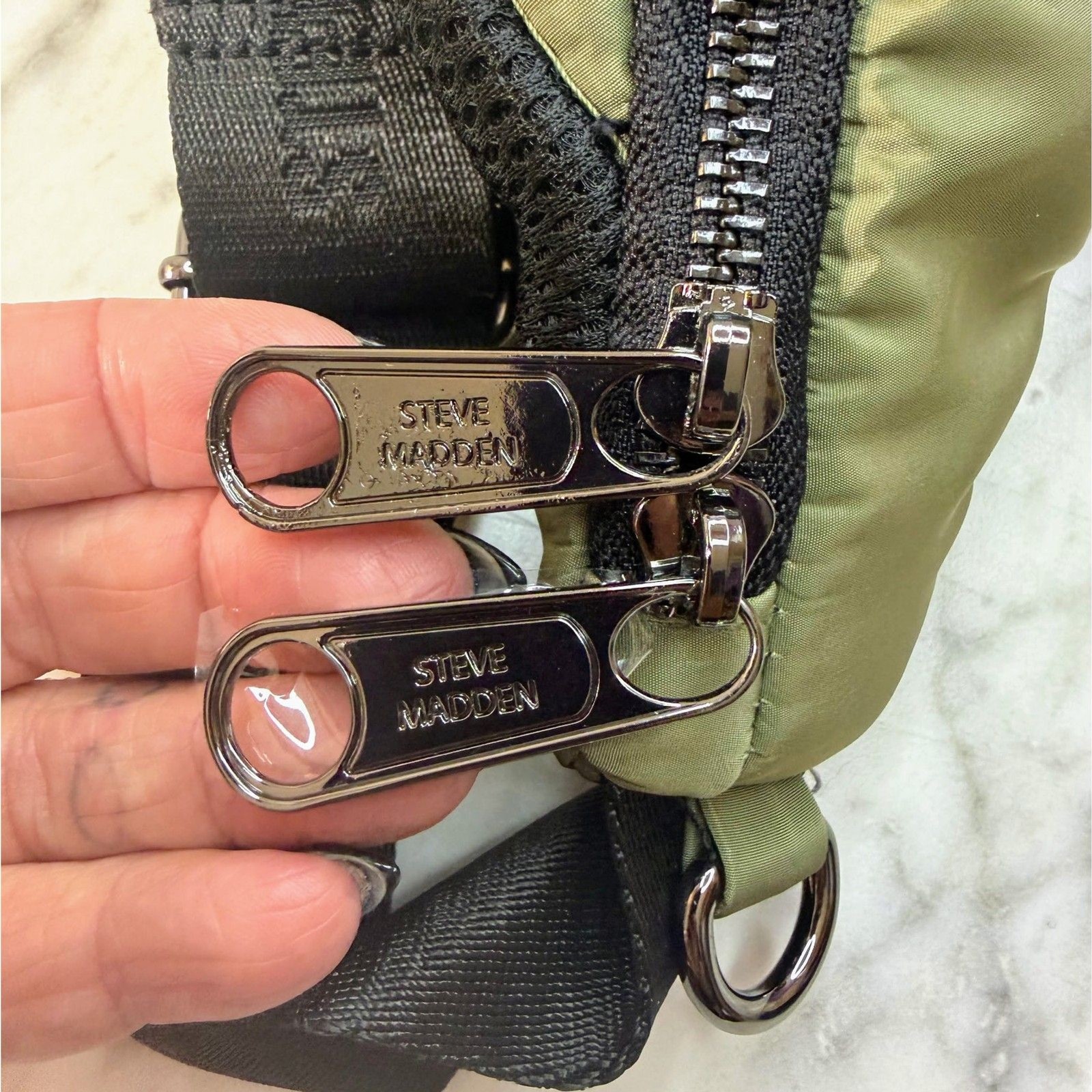 Steve Madden Oversized Belt Bag Sling Olive Green Nylon Crossbody Fanny Pack