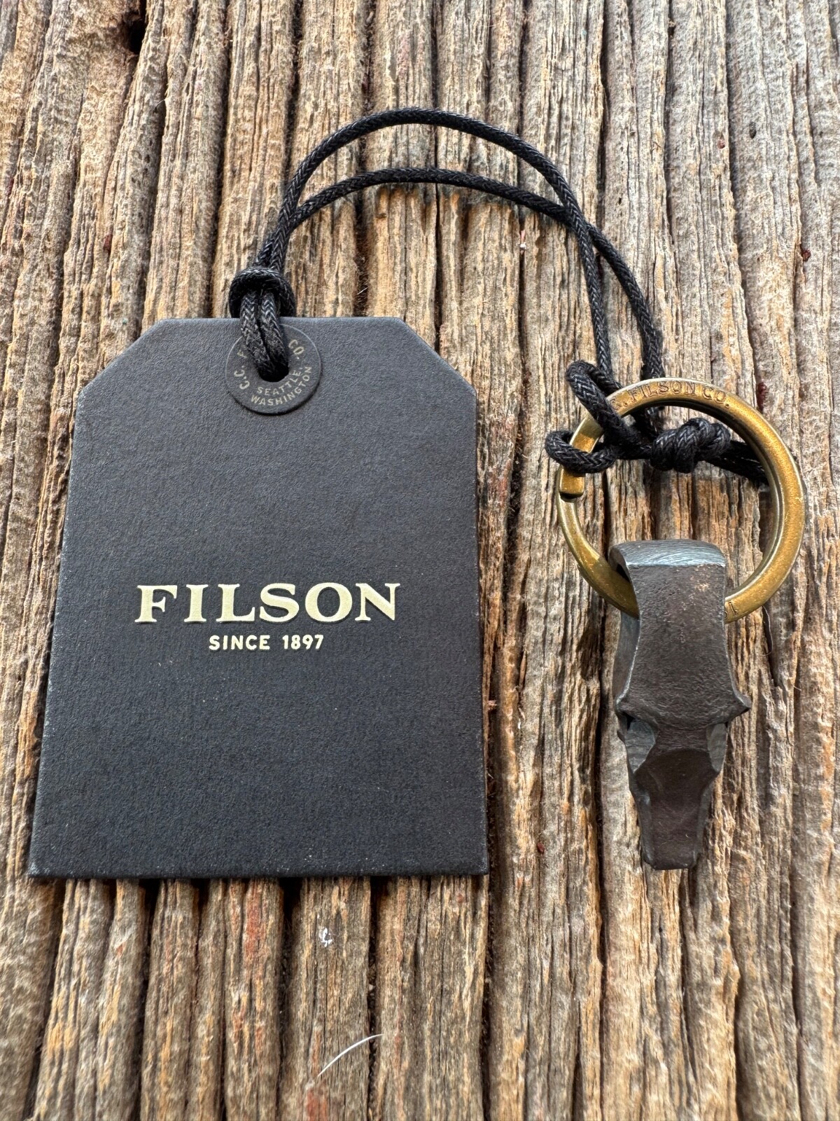 NWT FILSON Iron Steel Bison Key chain Keychain Made USA # 20130781