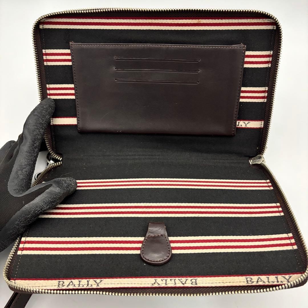 Authentic BALLY Leather Clutch Bag 16cm Brown Men’s Formal Accessory
