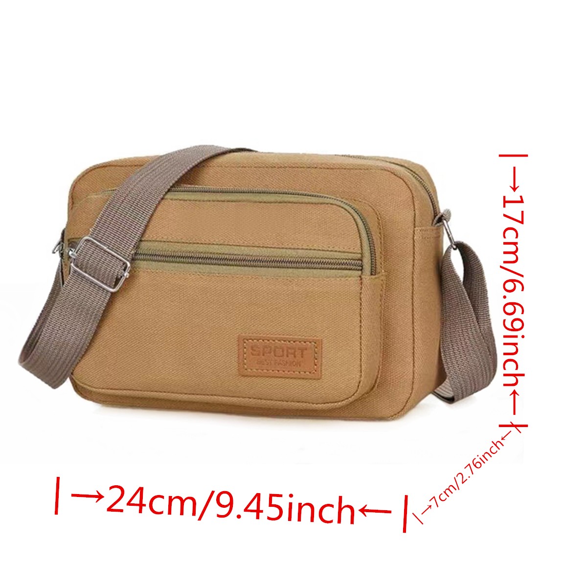 Men’s Shoulder Bag Casual Crossbody Bag Canvas Fabric Multi Pocket Design
