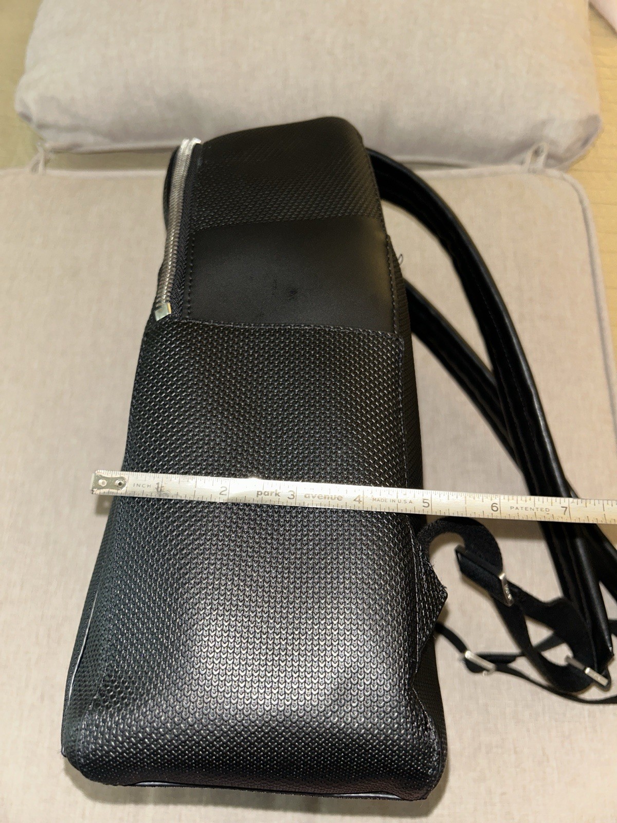 Lacoste Men’s Black Backpack Zip Closure w/ Front Zip Pocket, Adjustable Strap