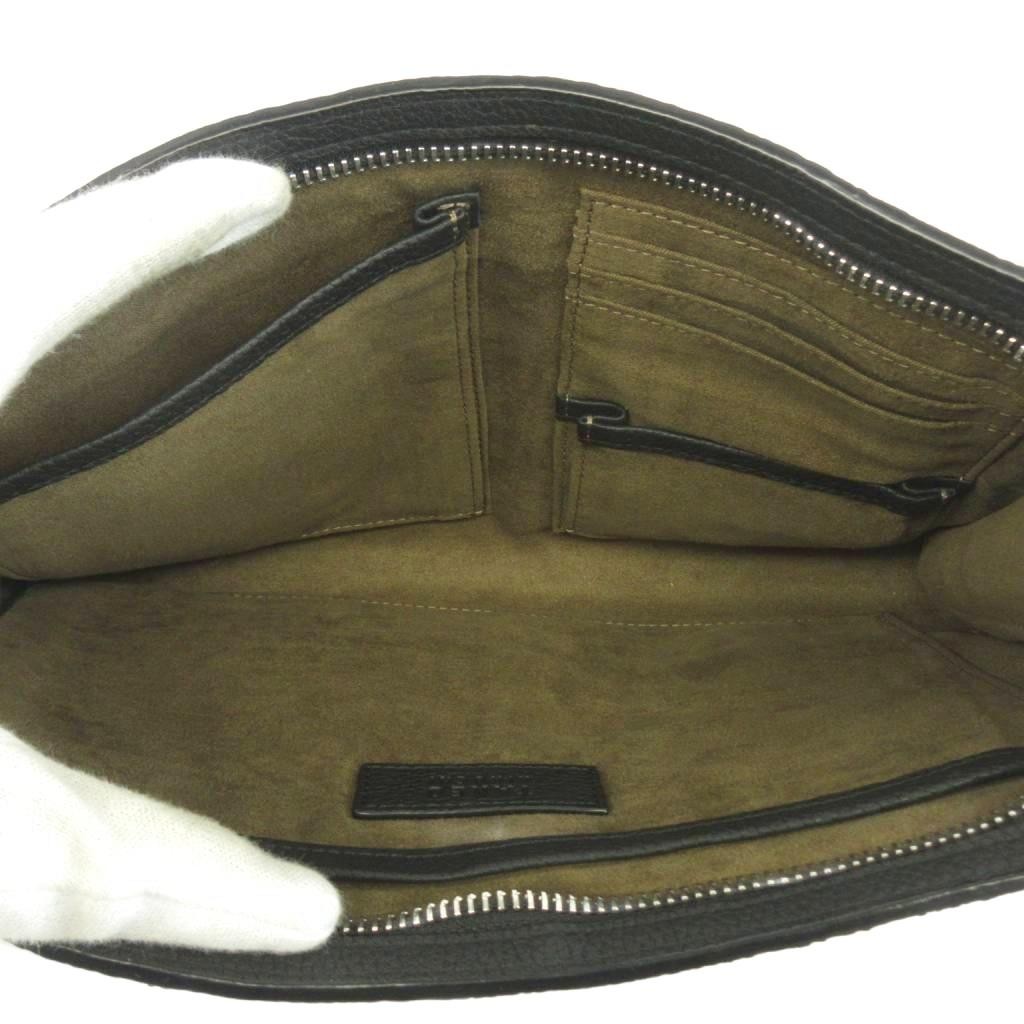 Takeo Kikuchi Leather Men’s Clutch Bag Black 6.9×10.8in Excellent Condition
