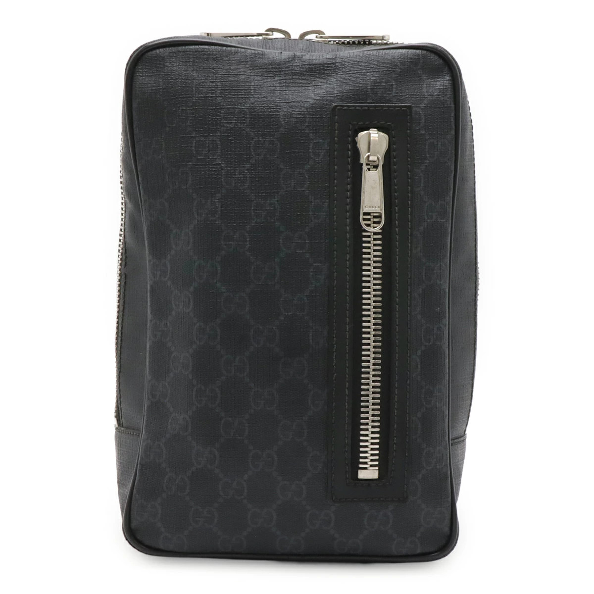Gucci GG Supreme Web Stripe Fanny Pack Sling Bag Shoulder Bag PVC Leather Black