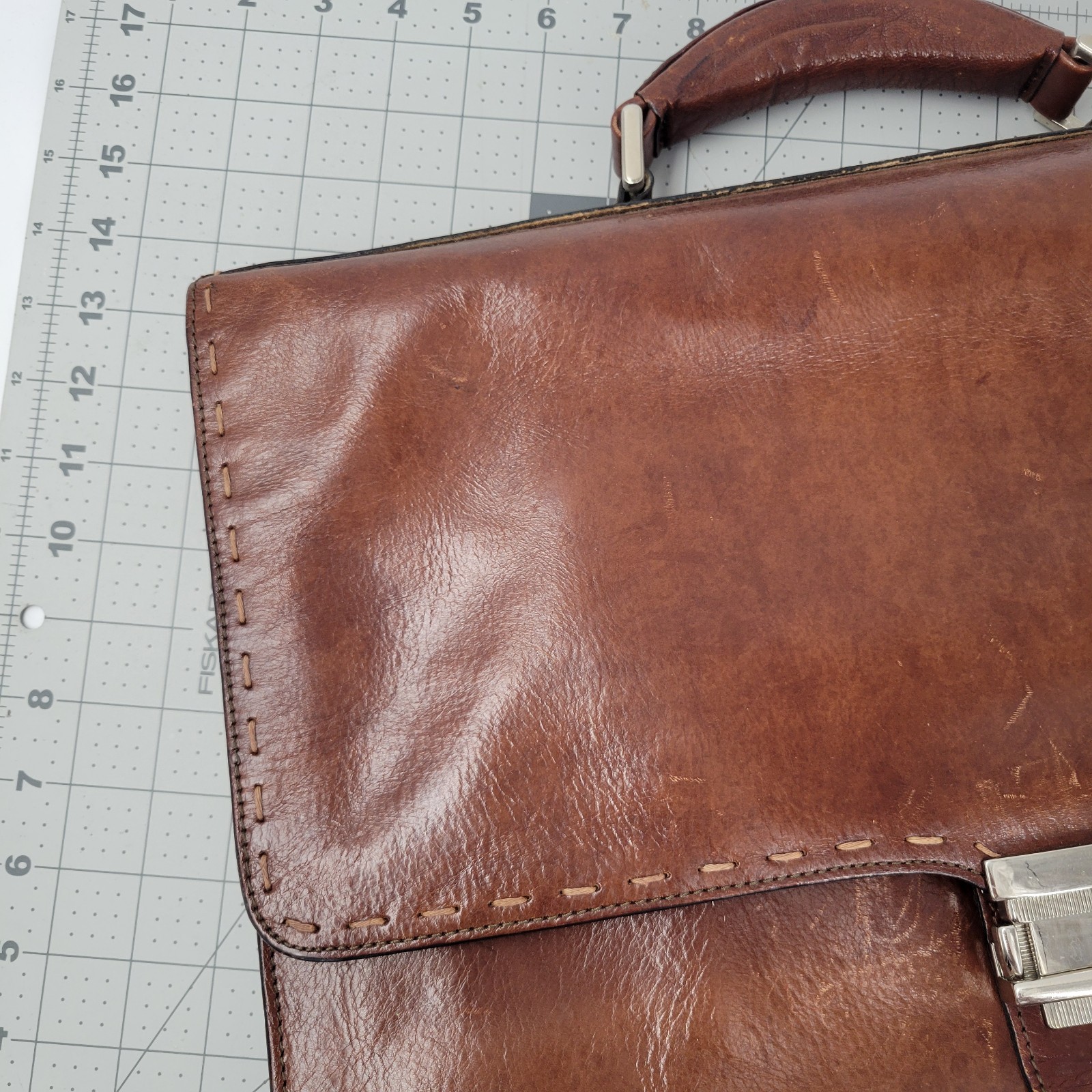 Pelle Studio Wilsons Italian Leather Brown Messenger Laptop Bag 17″x13″