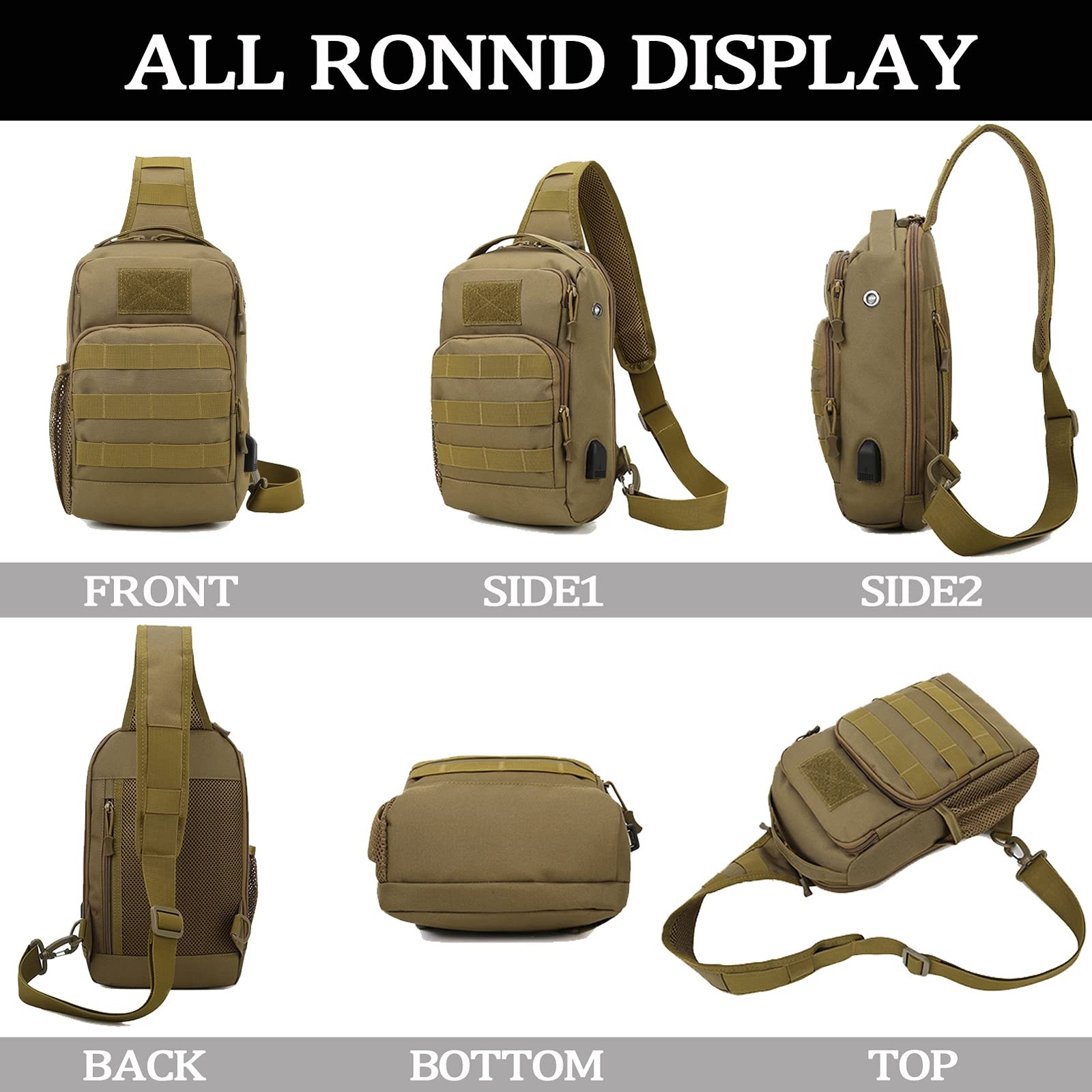 Tactical Shoulder Bag,Molle Shoulder Backpacks,Military Sling Daypack Backpac…
