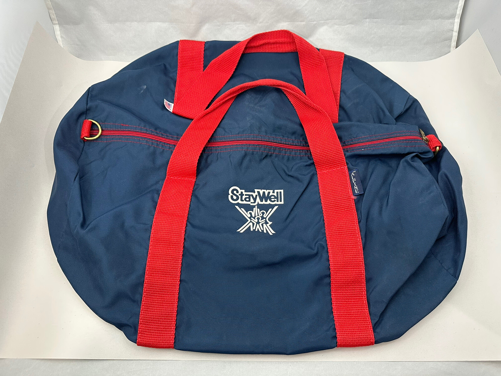 Vintage Alpine USA American Gear Blue/Red Duffle Bag- Stay Well Logo -Nylon