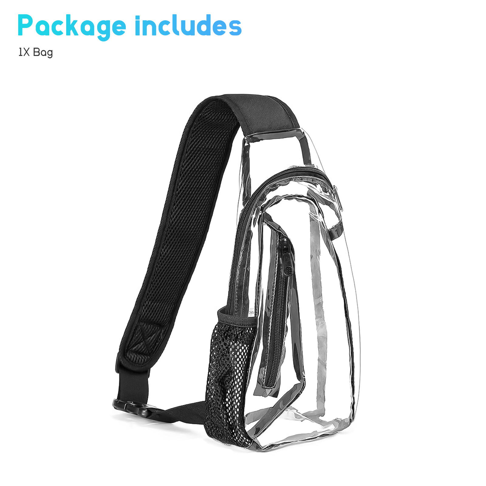 Men Women Clear PVC Shoulder Crossbody Transparent Backpack Chest Bag Waterproof