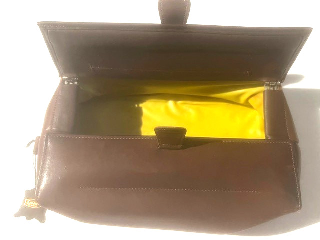 SADDLER by BOSCA Brown Leather Dopp Kit Toiletry Shave Case Bag