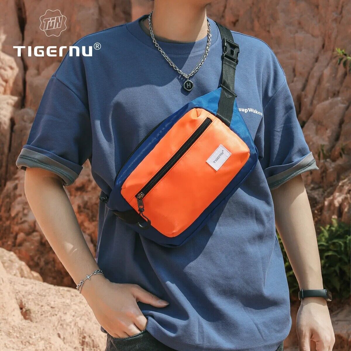 New Men 7.9inch Lightweight Shoulder Waterproof Crossbody Bag Mini Sling Handbag