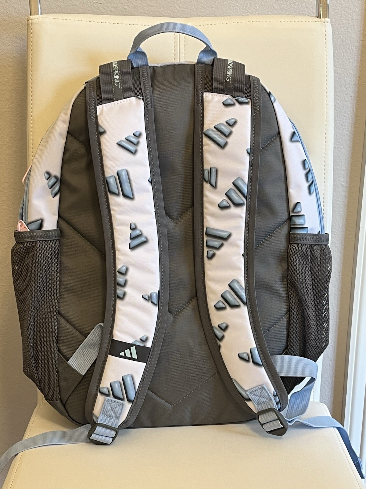 adidas Blue/Black Logo Print Backpack Padded Outer & Mesh Pockets Zip