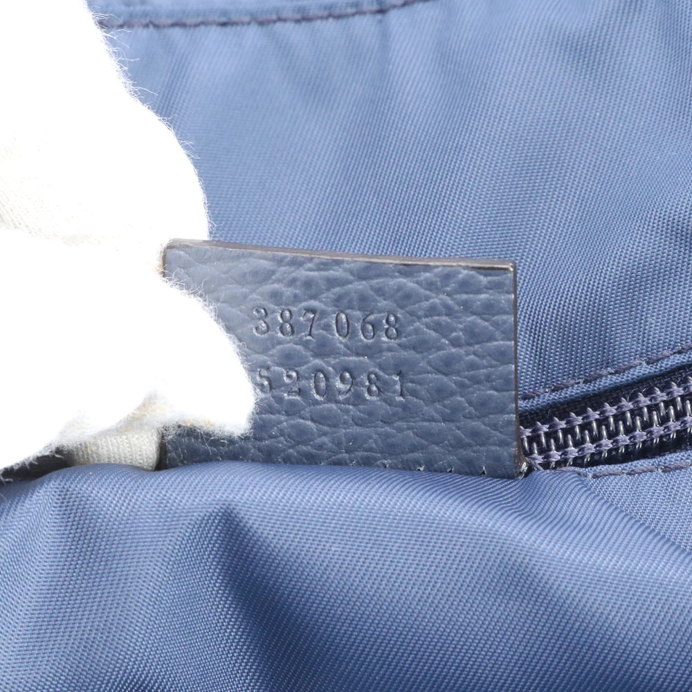 Gucci GG Nylon Leather Tote Bag Navy Size W42cm H33cm D22cm Excellent
