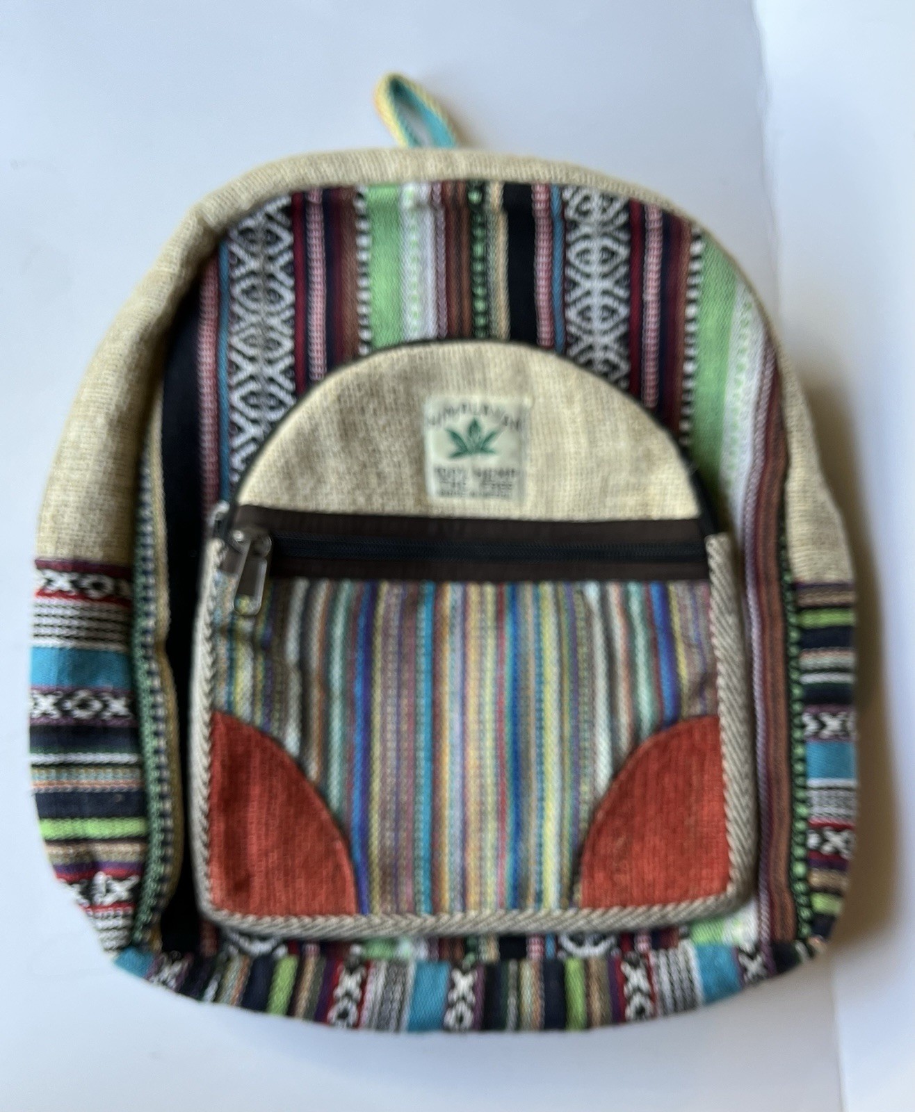 Himalayan 100% Hemp Backpack Travel Hippie School Bag Multicolored Made in Nepal