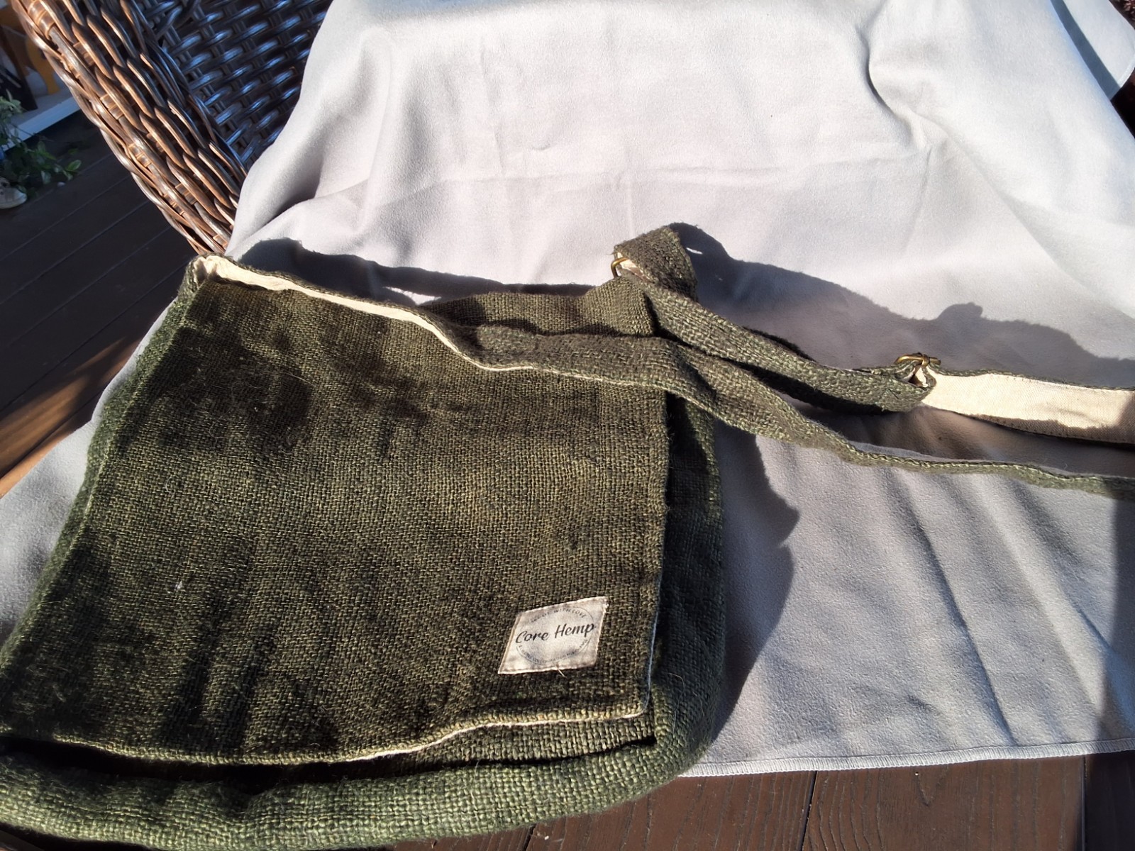Core Hemp Unisex Boho Vegan Eco-Friendly Pure Hemp Army Green Crossbody Bag
