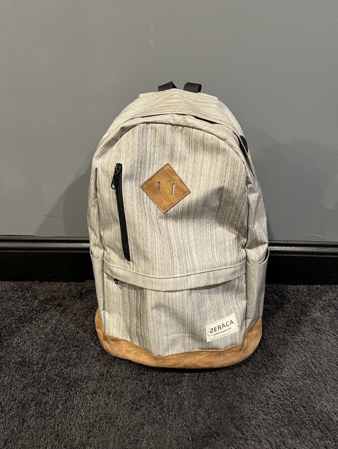Zeraca Classic Luxury Style Grey Backpack